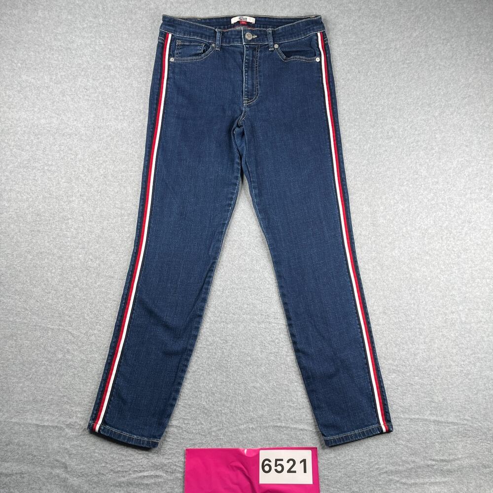 Tommy Hilfiger Tribeca Skinny Denim Jeans Womens Size 10 Tri Color Stripe